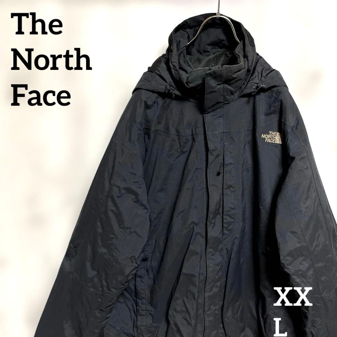 THE NORTH FACE ザノースフェイス マウンテンパーカー ブラック 黒 メンズXXLサイズ ナイロンジャケット ビック大きめ 古着 ブランドロゴ刺繍