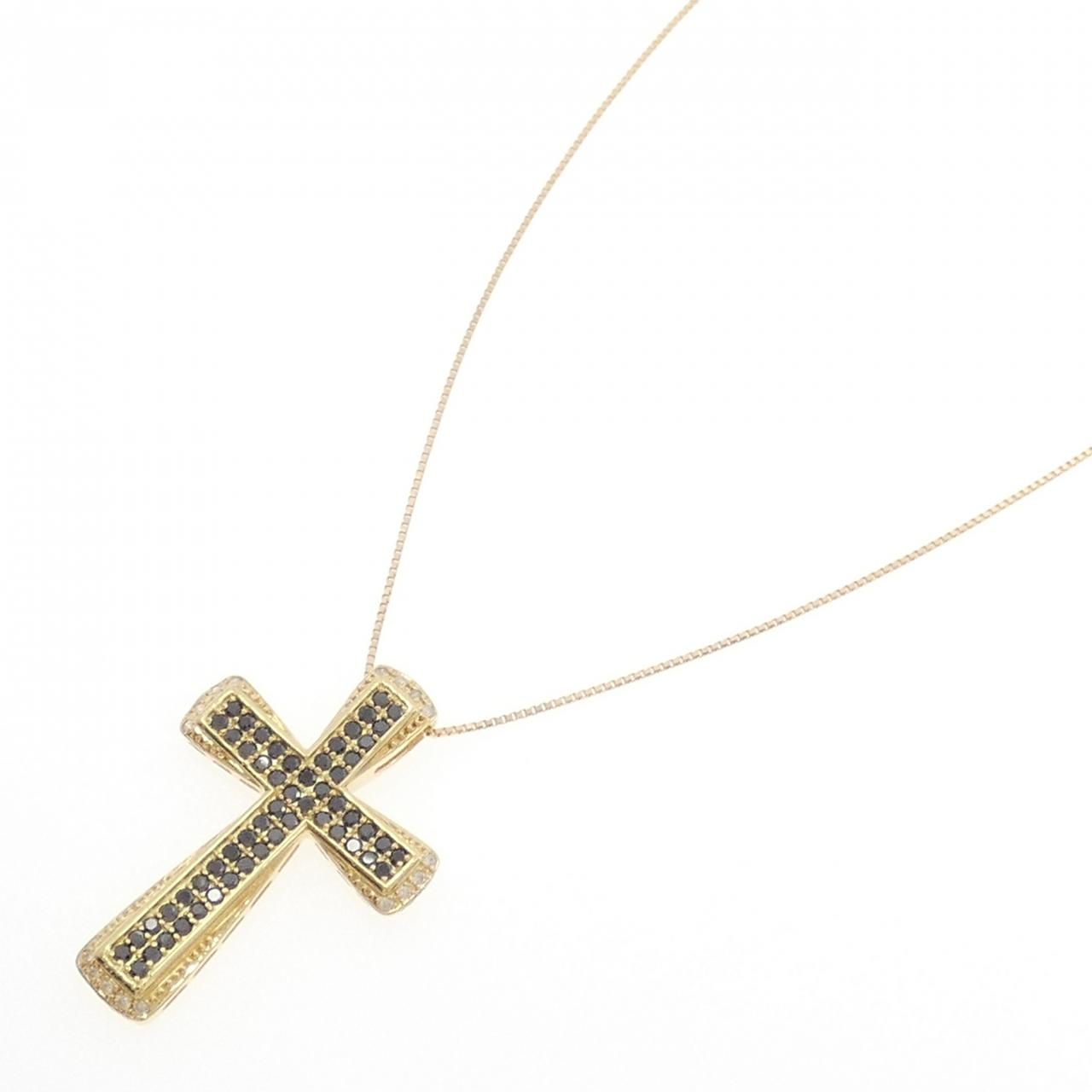 K 18 YG クロス ダイヤモンド ネックレス 1.04 CT