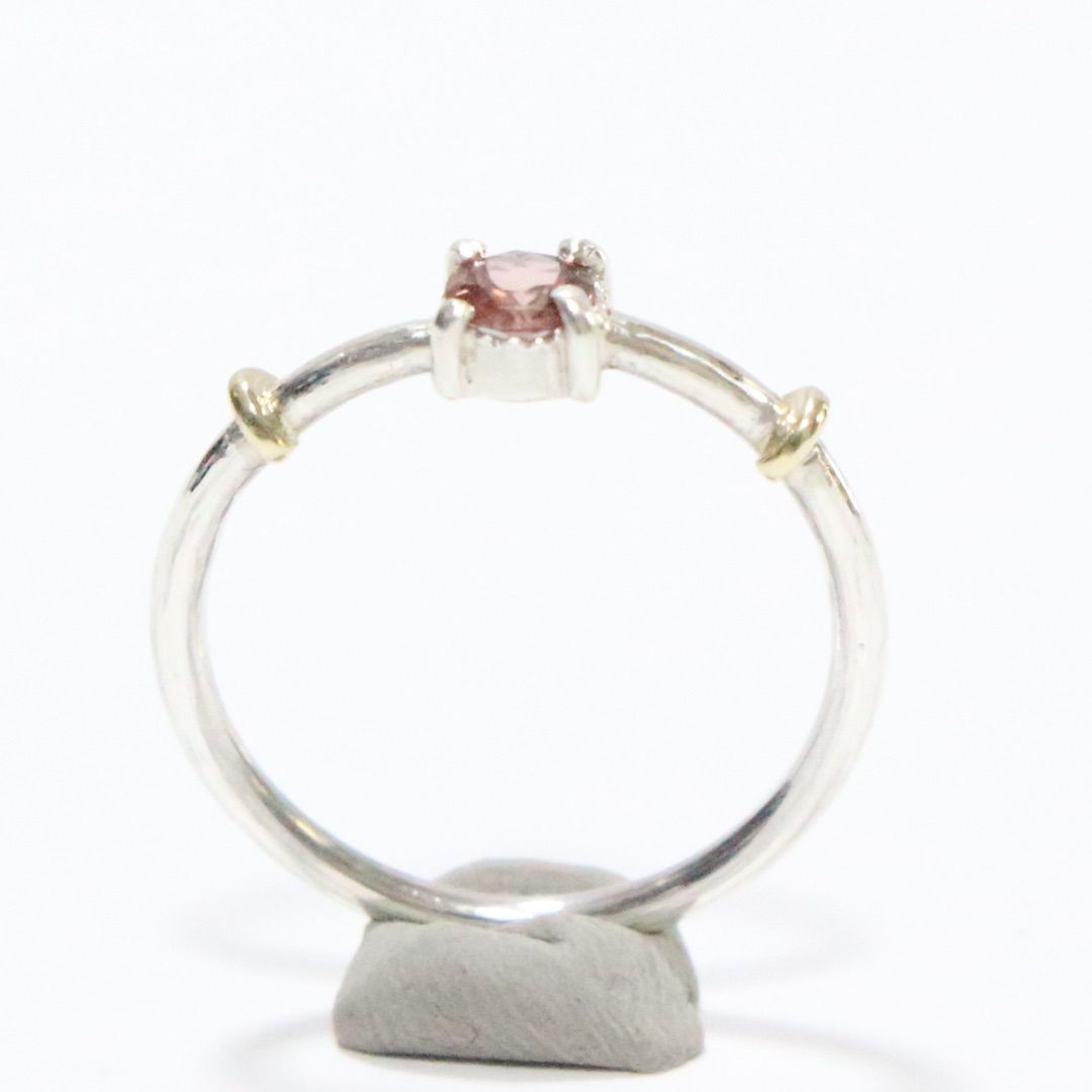 哀愁漂うキラキラ！レッドブラウン色のジルコンK10小ワッカシルバーリング11号 哀愁漂うキラキラ！レッドブラウン色のジルコンK10小ワッカシルバー