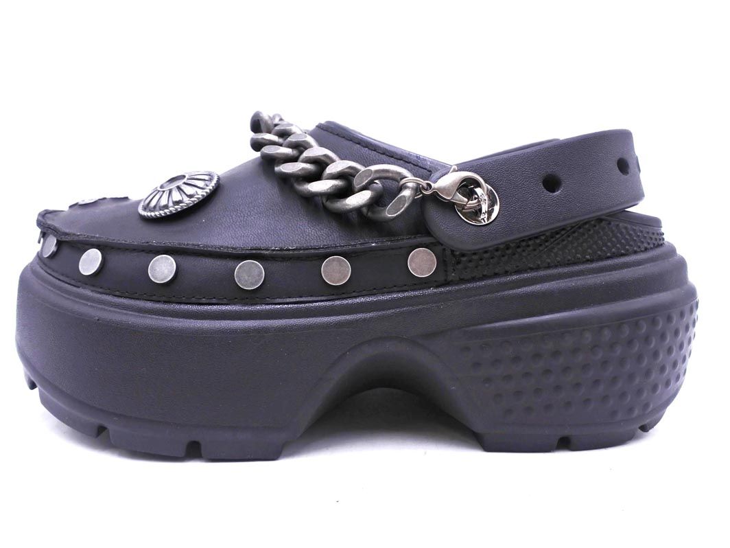 crocs クロックス 別注 ATMOS PINK Stomp Embellished Clog サンダル シューズ size 7 23ｃｍ 黒 レディース