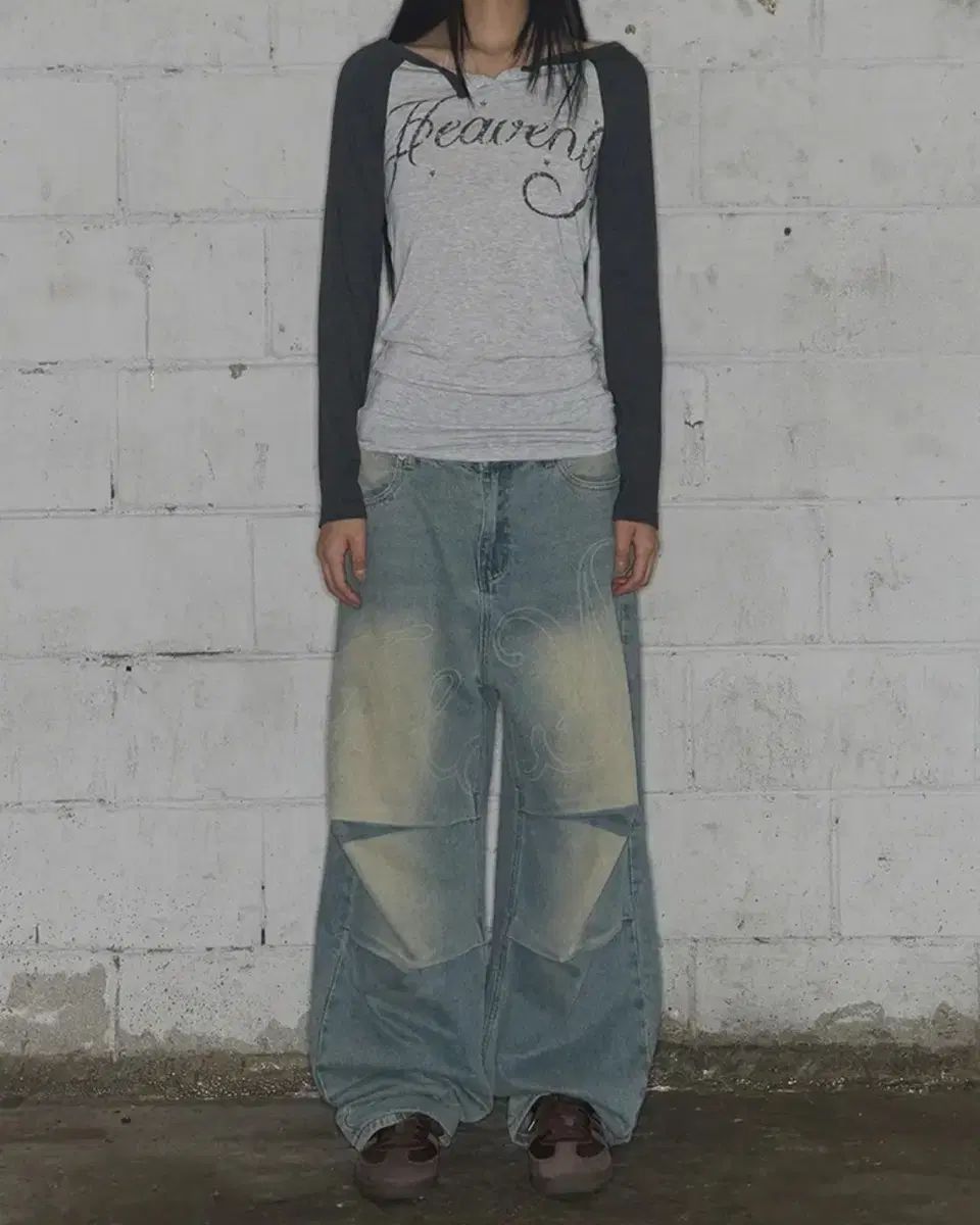 ファンシークラブ エンジェル ヴィンテージ ウォッシュ ピンタックパンツ BLUE F25QD891