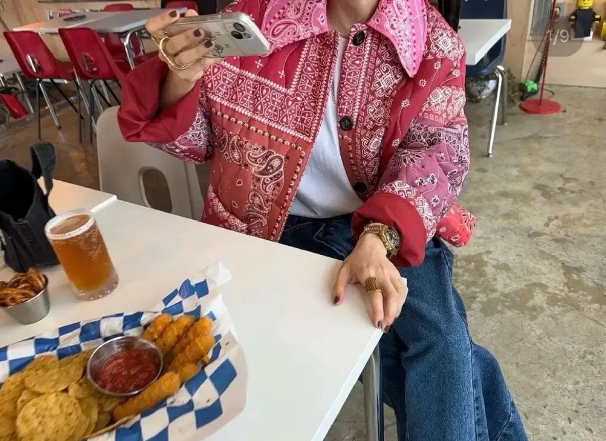 レッド ベイズリー キルティング ジャケット