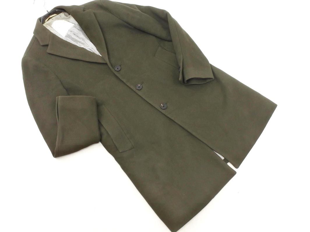 EDIFICEエディフィス カーキ ウール シングルブレスト チェスターコート EDIFICEエディフィス カーキ ウール シングルブレスト チェスターコート