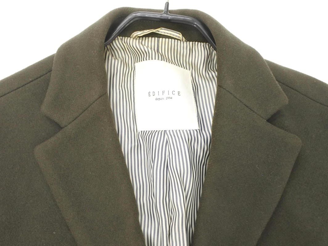 EDIFICE エディフィス ウール100% チェスター コート sizeL/カーキ