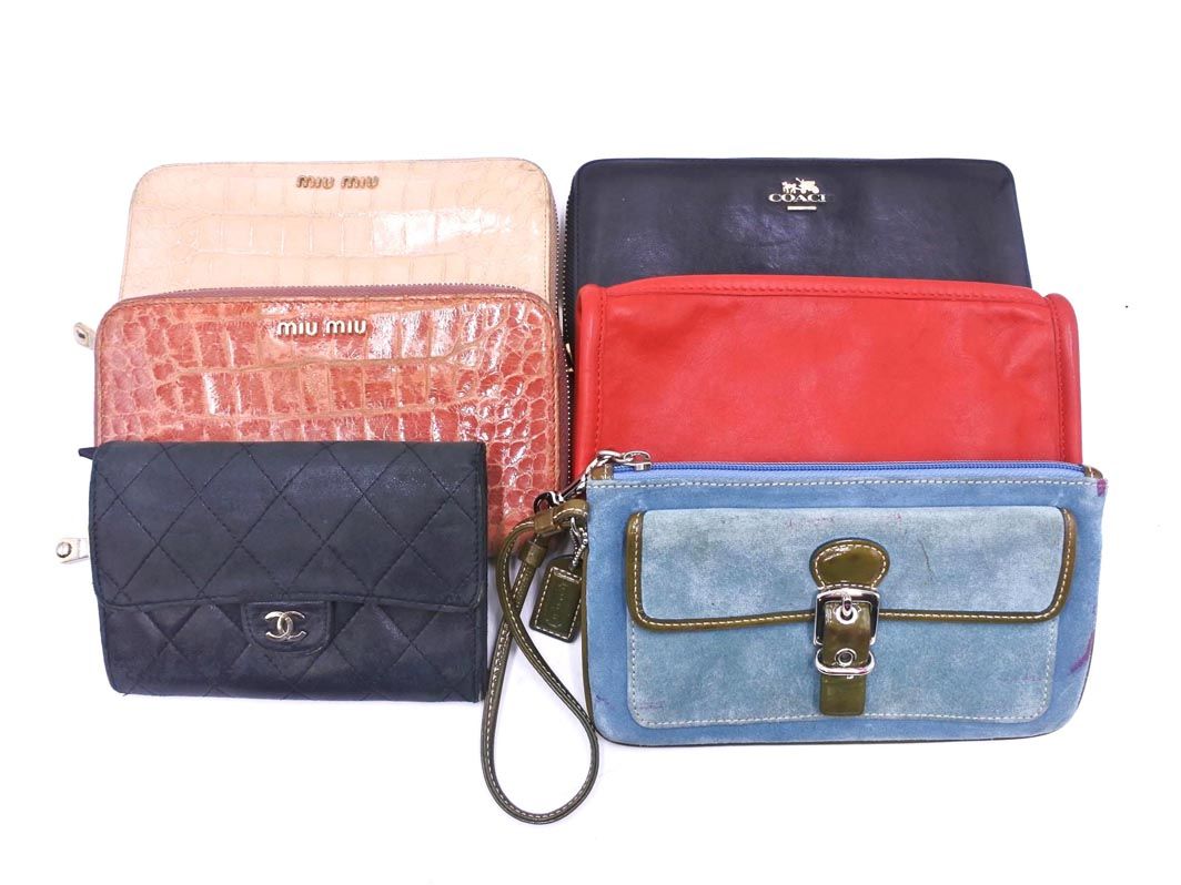 CHANEL シャネル miumiu COACH マトラッセ 型押し 財布 ポーチ 6点 セット まとめ カラフル レディース