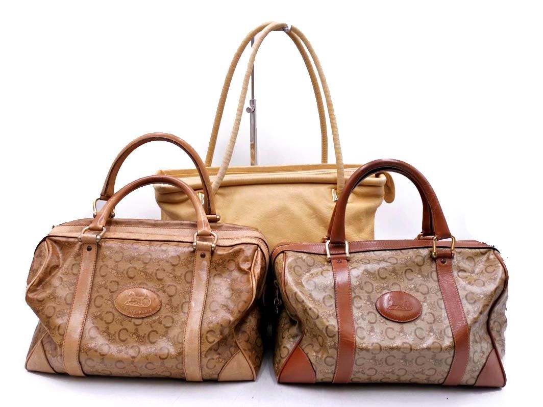 CELINE セリーヌ ボストン トートバッグ ヴィンテージ マカダム柄 3点セット まとめ ベージュｘ黄 レディース
