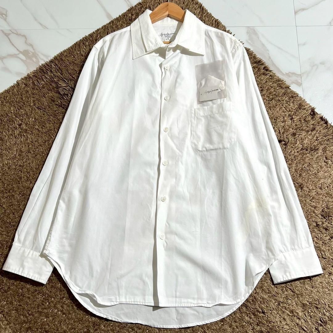 Yohji Yamamoto POUR HOMME ヨウジヤマモトプールオム HC-B14-004 2019AW 2019年秋冬 ダブル 2重襟 ダブル 長袖シャツ ブラウス トップス コットン 綿 ホワイト 白 2サイズ メンズ