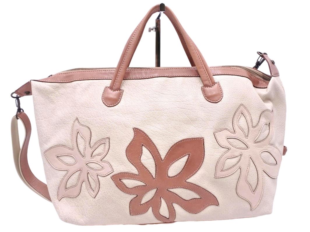 IBIZA イビザ 本革 レザー 2WAY トート バッグ アイボリーx茶