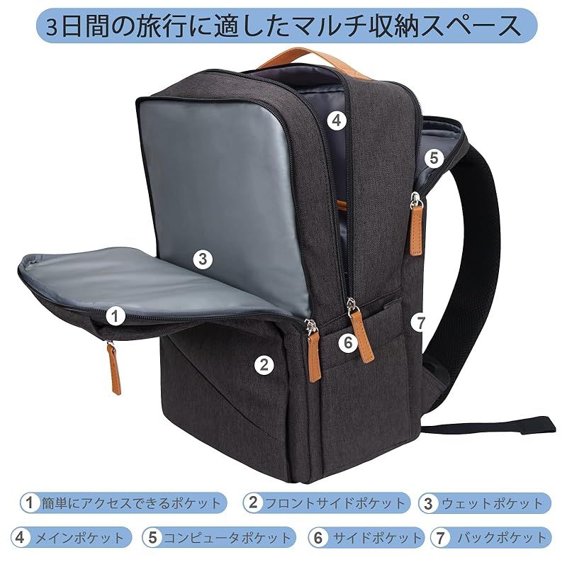 激安大特集！ Hp hope ビジネスバックパック USB充電ポート付き大型リュックサック 15.6インチラップトップバック盗難防止防水撥水耐衝撃通勤出張旅行通勤メンズ ファッショナブル ダークグレー