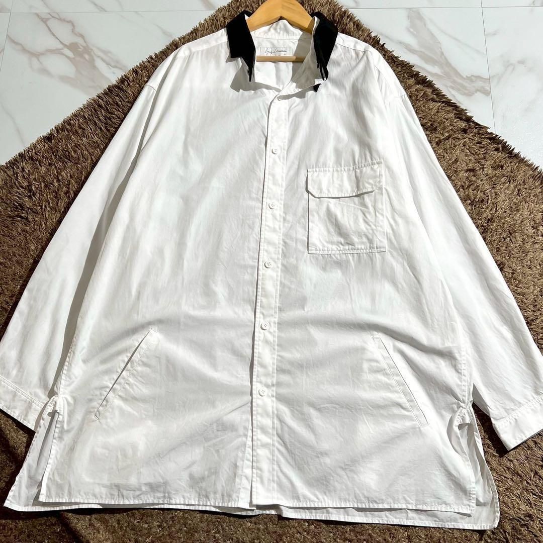 Yohji Yamamoto POUR HOMME ヨウジヤマモトプールオム BROAD A-ASYMMETRY SPARE DOUBLE COLLARS B ブロード アシンメトリー スペア ダブル 2way 襟着脱 ロングシャツ 3サイズ L相当