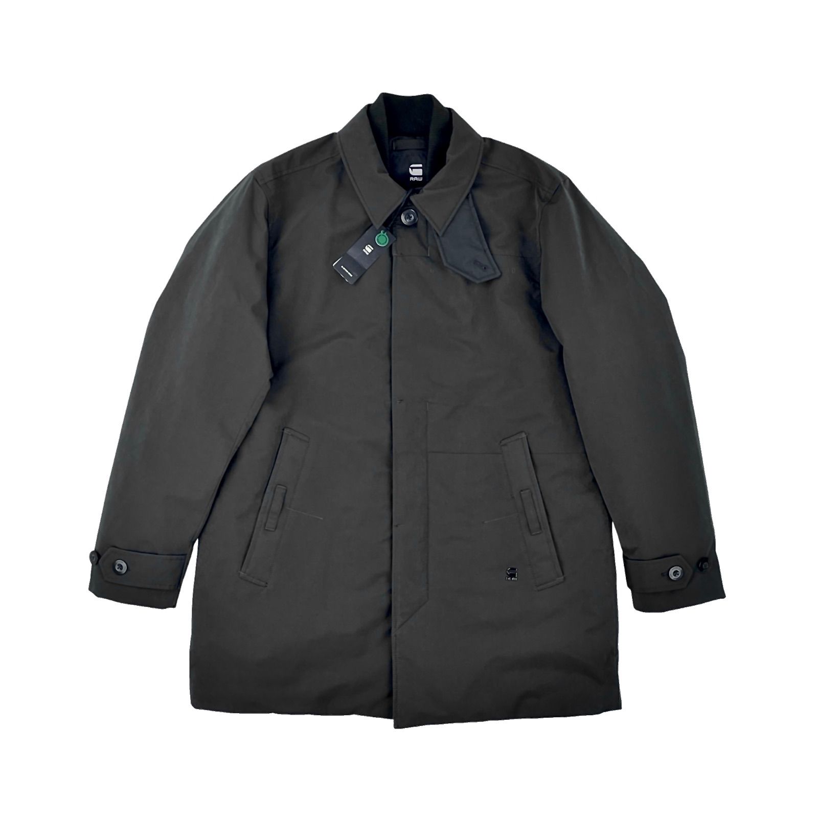 G-Star RAW ジースター ロゥ 比翼 フライフロント ミドル丈 チンストラップ 防寒 ウォーム 中綿 ウインター ステン コート 黒 ブラック オランダ アムステルダム ユーロ デニム ブランド シック ビジネス カジュアル ウインタージャケット