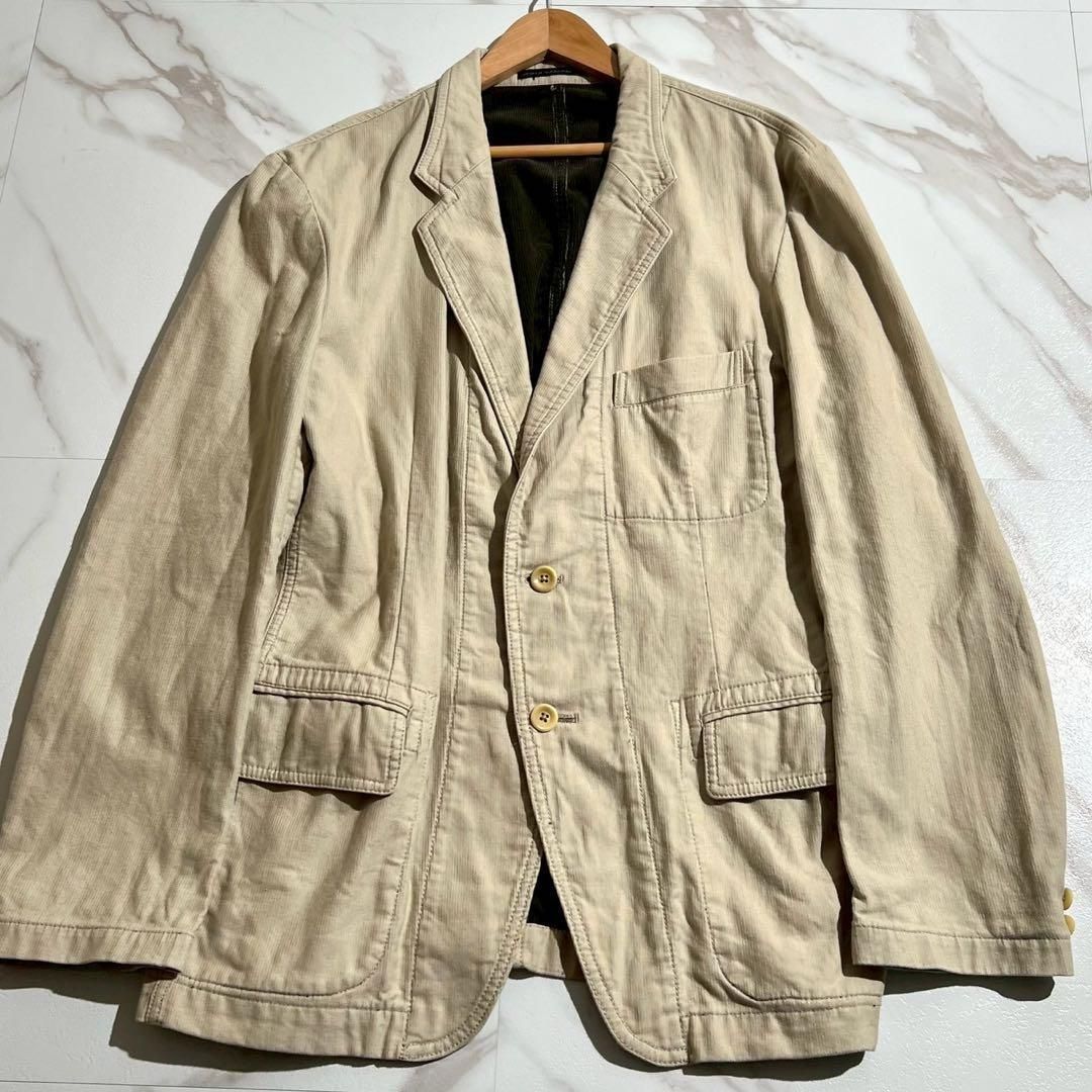 Y s for men ワイズフォーメン Yohji Yamamoto ヨウジヤマモト シングルセットアップ カジュアルスーツ テーラードジャケット ワイドパンツ フルレングス コットン ベージュ XLサイズ相当 メンズ