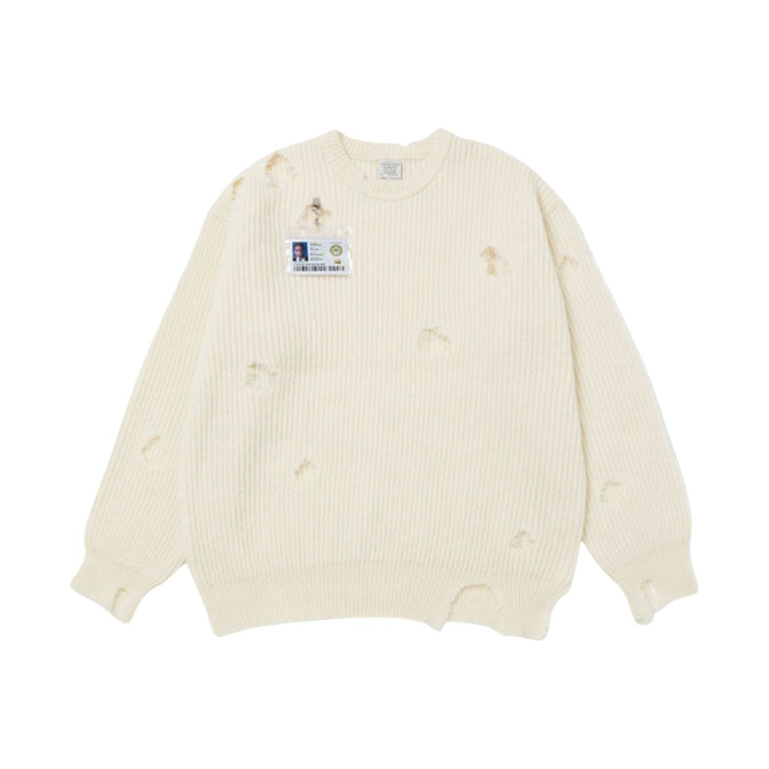 STU エスティユー デストロイ ニット クリーム ネーム NAME タグ