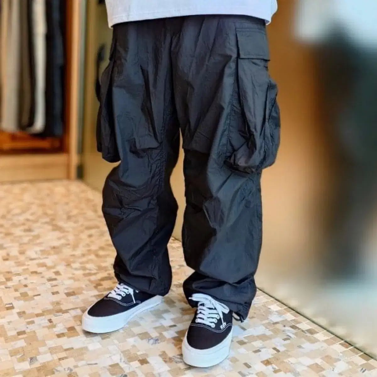 ビームス BIGポケット ナイロン イージー カーゴ パンツ M