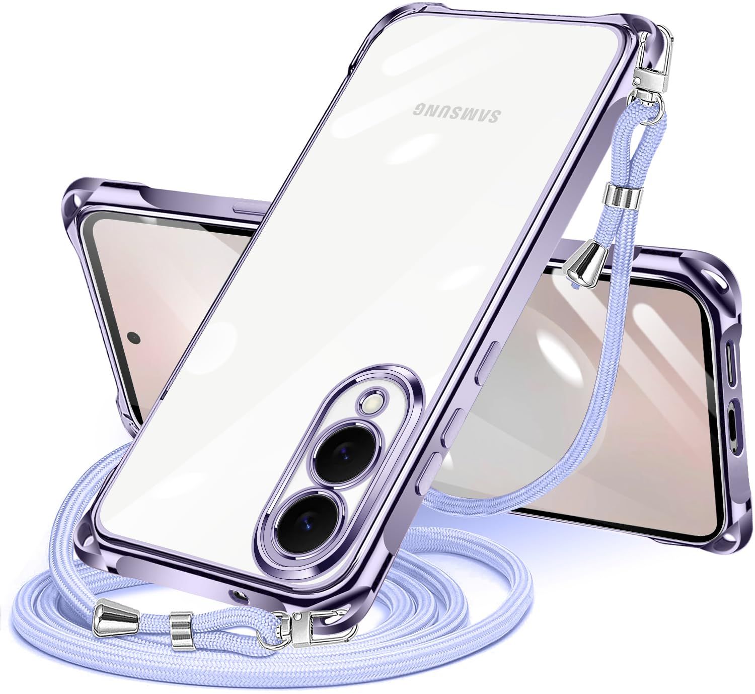 新品 Galaxy S25 Edge ケース クリア ショルダー galaxy s25 edge スマホケース ギャラクシー s25エッジ カバー 肩掛け 斜めかけ 縄掛けケース 透明 TPU 薄型 耐衝撃 携帯ケース 紐付き 斜めがけ 織りス