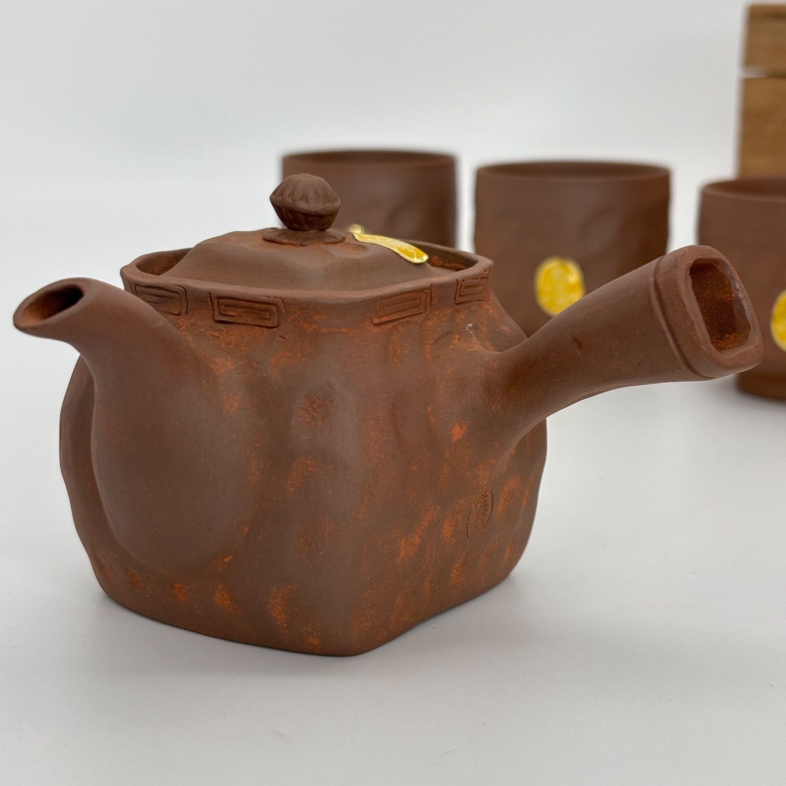 二本松万古焼 手捻り 茶器揃 井上窯