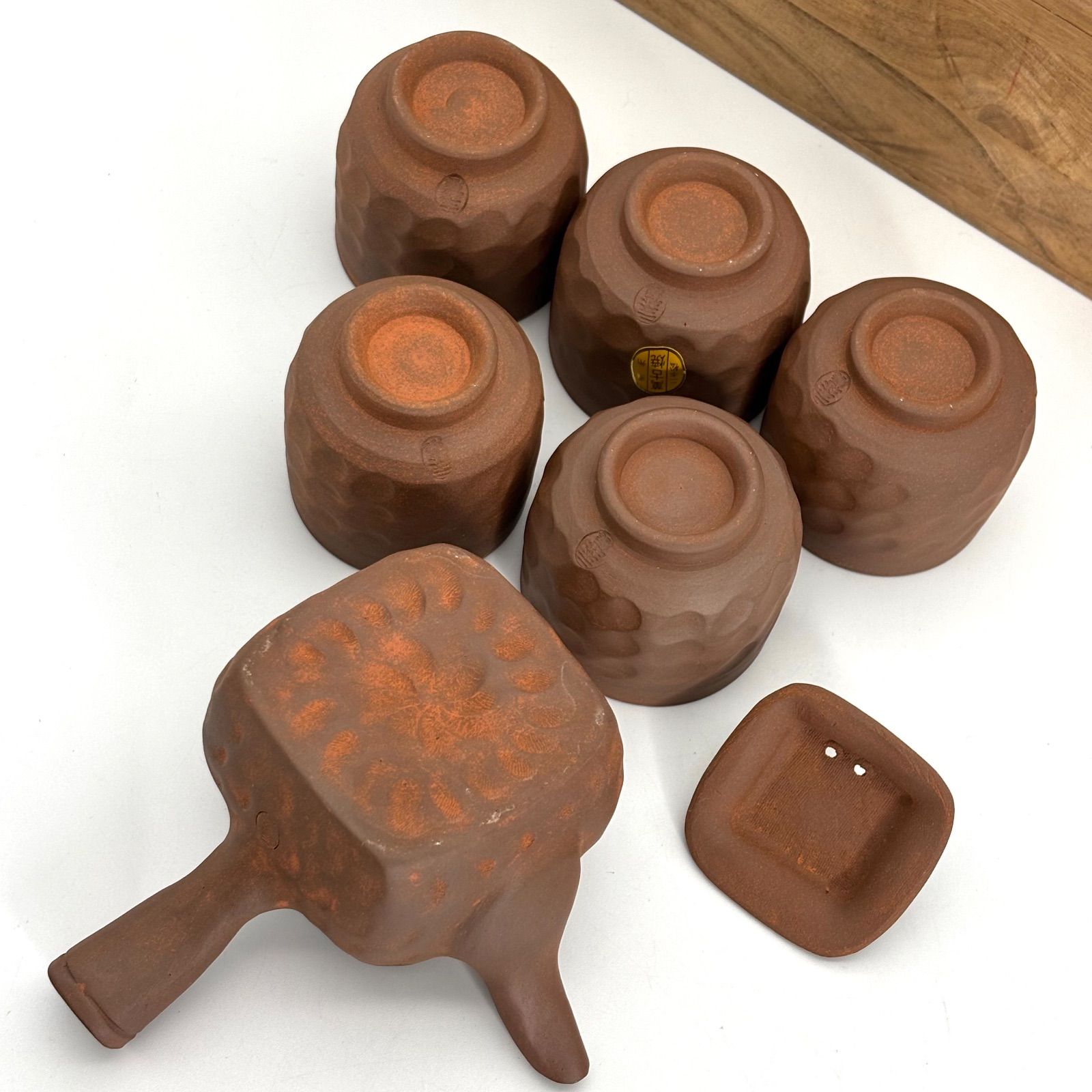 井上窯】二本松 萬古焼 茶器揃 (ばんこやき/万古焼) 朱泥 手捻り 手