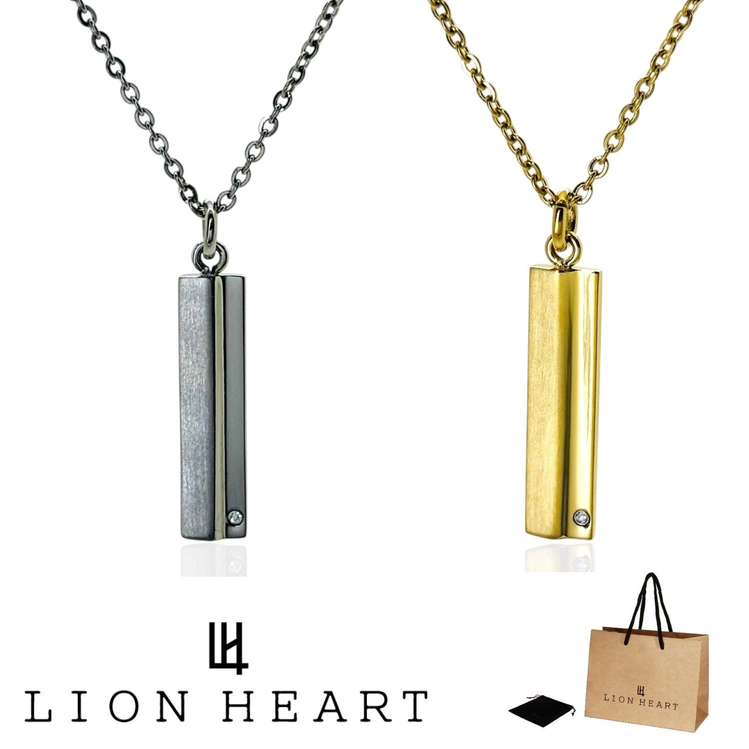 LION HEART ライオンハート ２点セット ペア ペンダント ネックレス 04N160 04N160S 04N160SG プレート サージカル ステンレス シルバー ゴールド ギフト プレゼント お揃い 誕生日 クリスマス お祝い