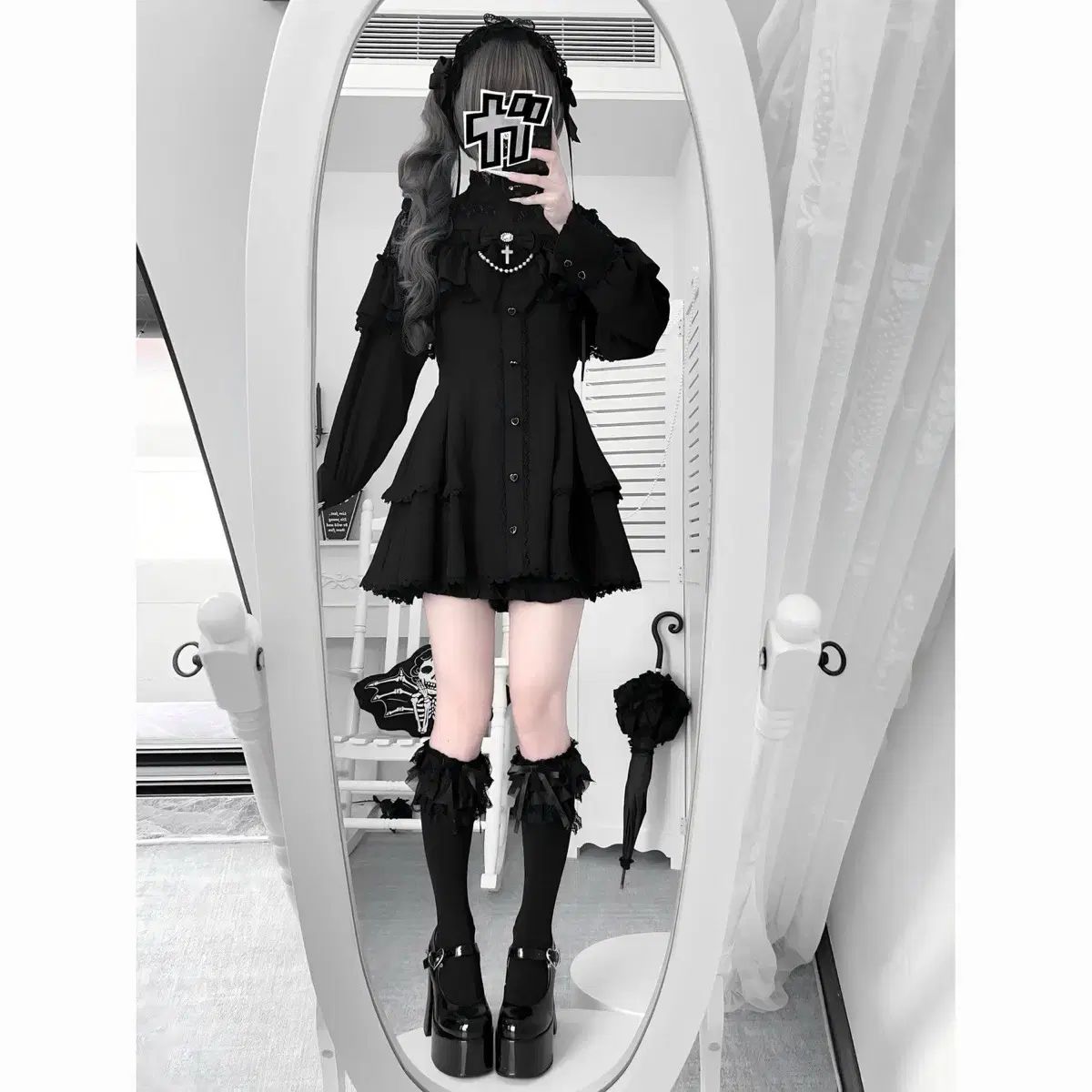 レース リボン ショート ワンピース セットアップ 地雷系 スカート