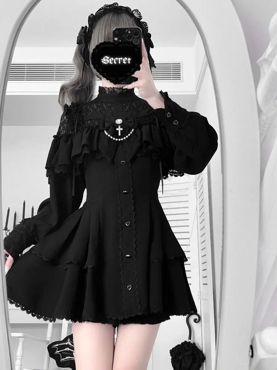 レース リボン ショート ワンピース セットアップ 地雷系 スカート