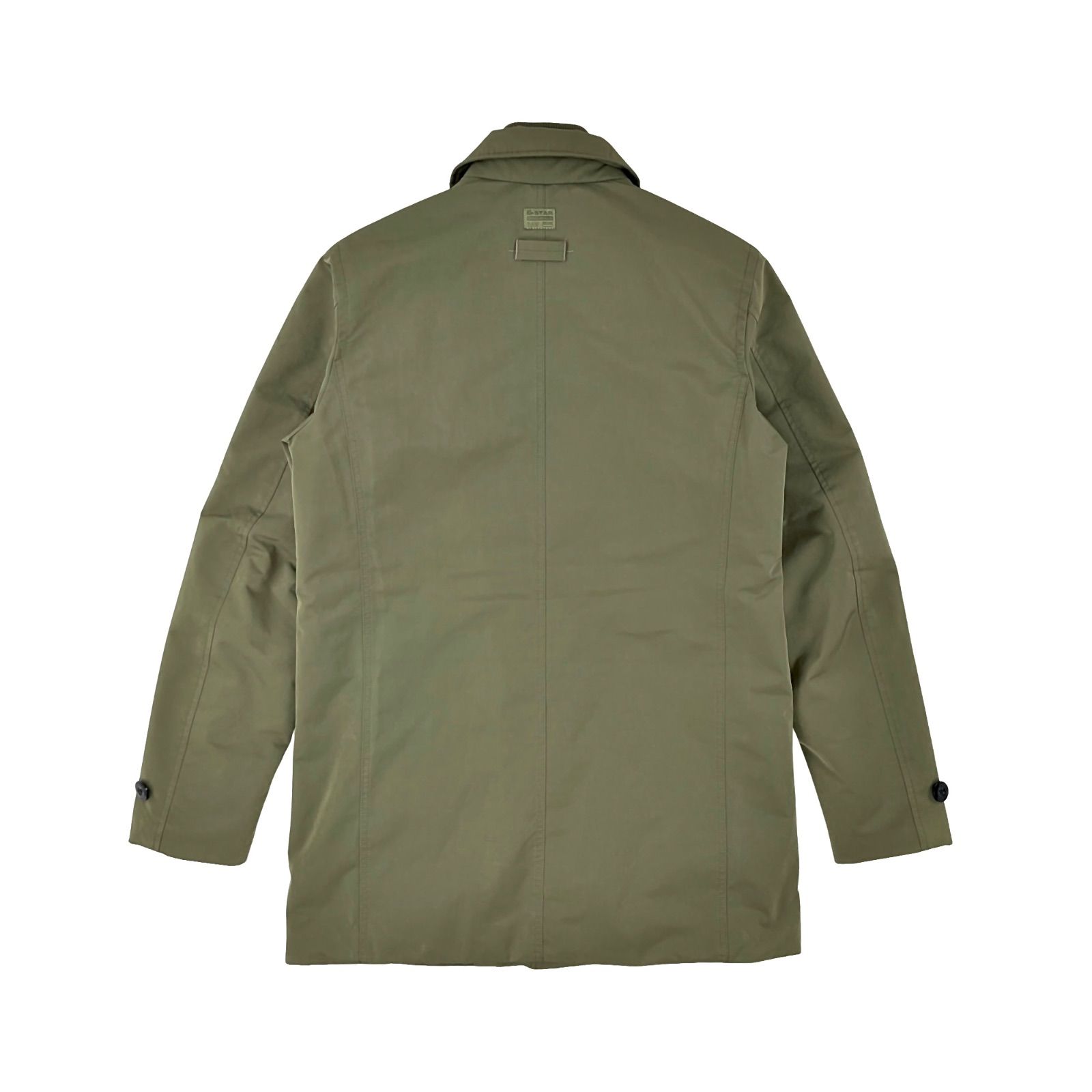 G-Star RAW ジースター ロゥ 比翼 フライフロント ミドル丈 チンストラップ 防寒 ウォーム 中綿 ウインター ステン コート カーキ グリーン オリーブ オランダ ユーロ デニム ブランド シック ビジネス カジュアル ウインタージャケット