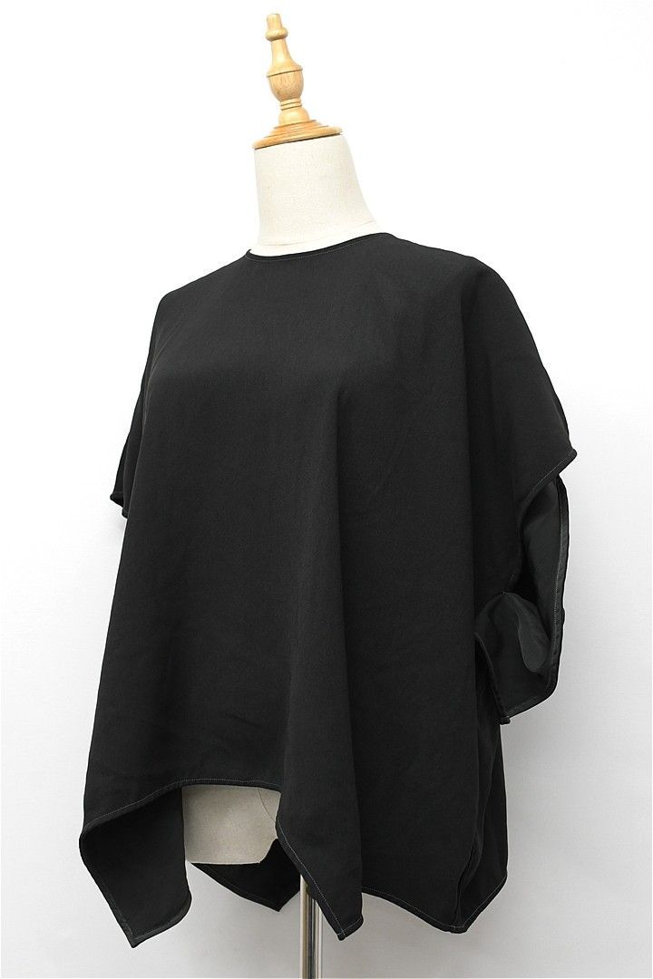 U345 ENFOLD アシンメトリーブラウス ランダムヘム 黒染め 38