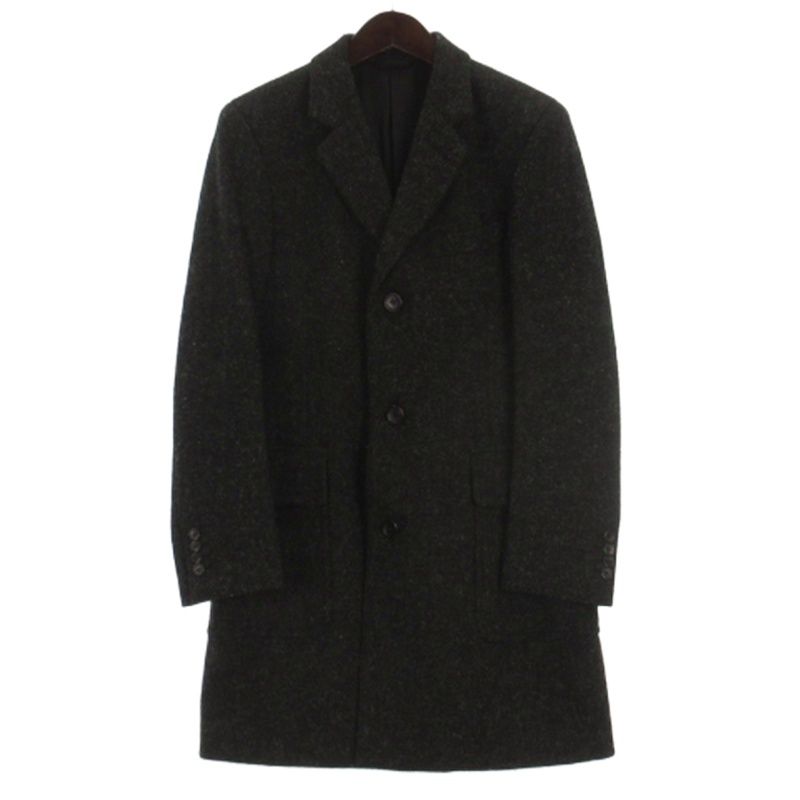 美品 マーガレットハウエル & ハリスツイード チェスターコート ウール 黒 中古・古着通販】MARGARET HOWELL (マーガレットハウエル) Harris