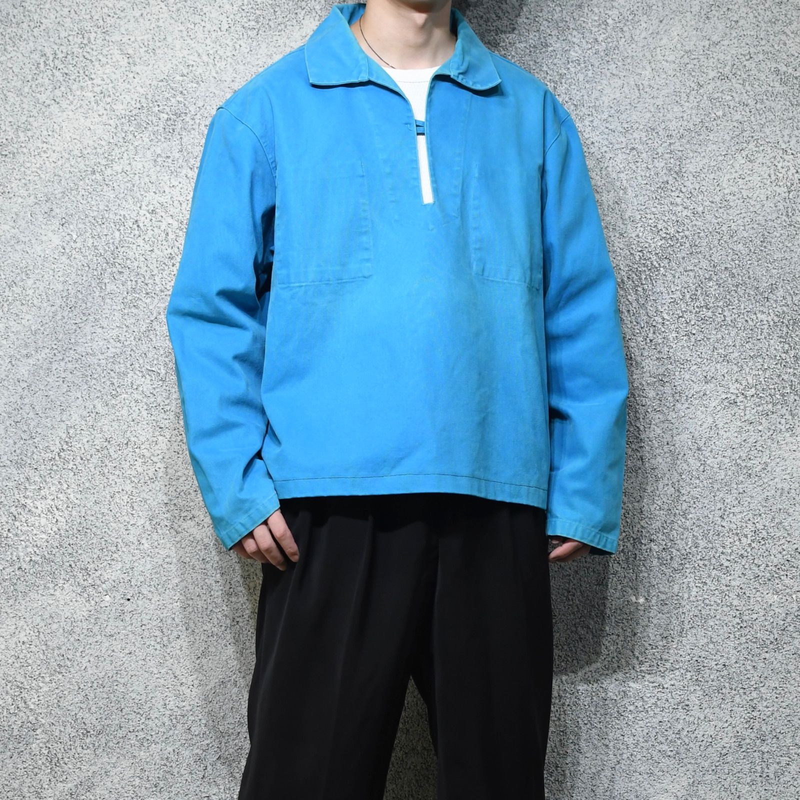 古着 フランス フィッシャーマンスモック プルオーバー キャンバス地