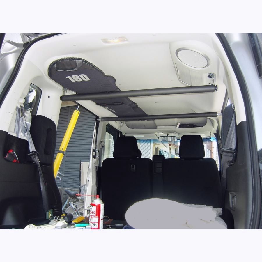 N BOX エヌボックスプラス 車内キャリア2本セット 縦手すり 蝶番タイプ くの字延長ステー パッド付 サーフボード スノーボード ラック 中積み