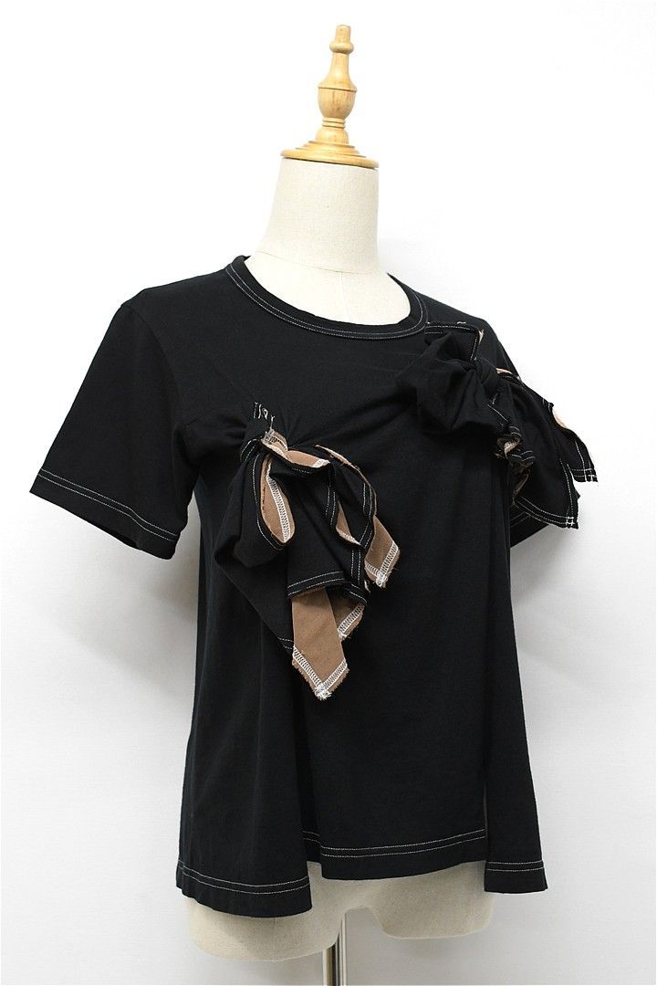U349 COMME des GARCONS コムコム Tシャツ 黒染め リボン