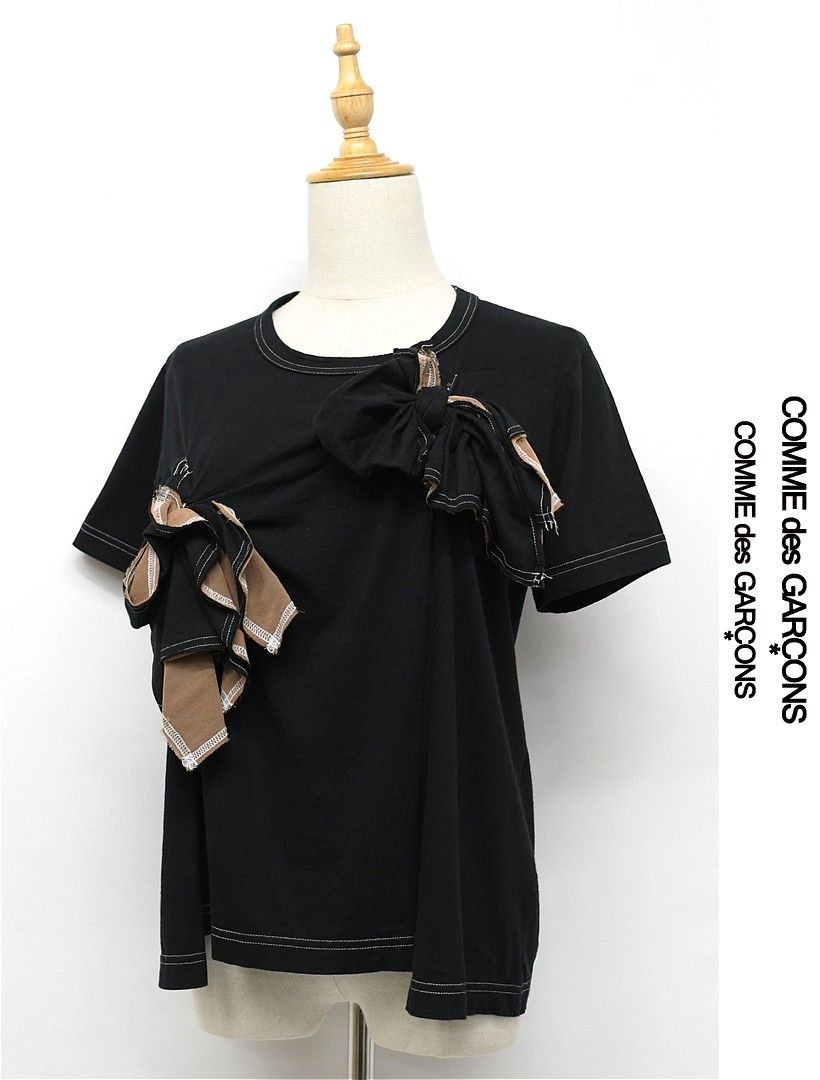 U 349 COMME des GARCONS コムコム Tシャツ 黒染め リボン