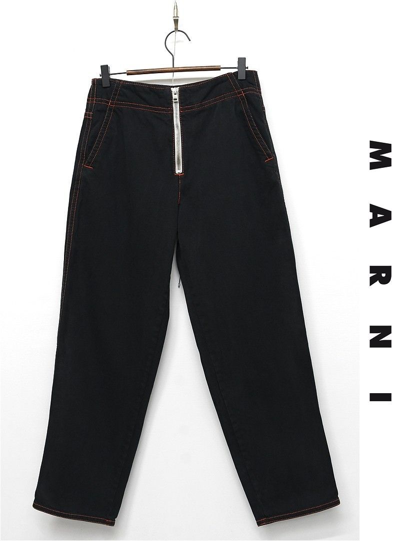 U362 MARNI デニム ジーンズ 黒染め ステッチ 42 黒 イタリア製