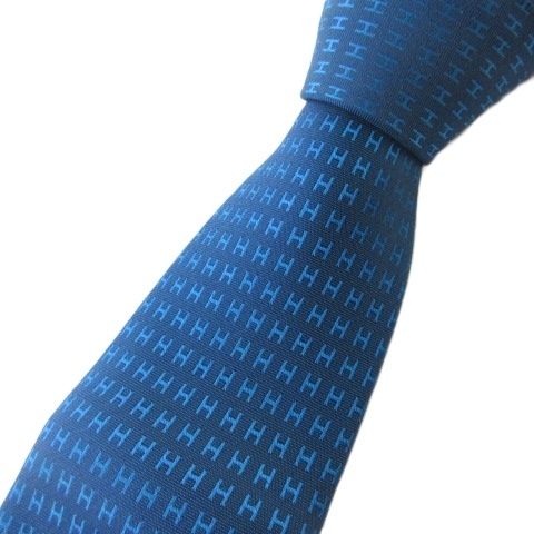 新品未使用☆HERMES エルメス ブルー フィッシュ柄 ネクタイ　箱・タグ付き HERMES - 新品未使用✨エルメス ネクタイ タグ付き プレゼントにも！の