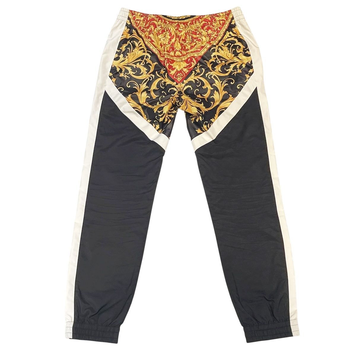 VERSACE ヴェルサーチ パネルバロックプリントトラックパンツ A84825 黒 ブラック ナイロンパンツ メデューサ サイズ46 メンズ 25018542 MK