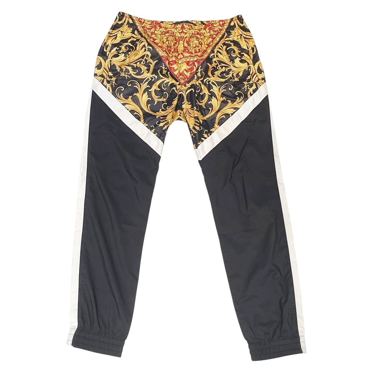 VERSACE ヴェルサーチ パネルバロックプリントトラックパンツ A84825 黒 ブラック ナイロンパンツ メデューサ サイズ46 メンズ 25018542 MK