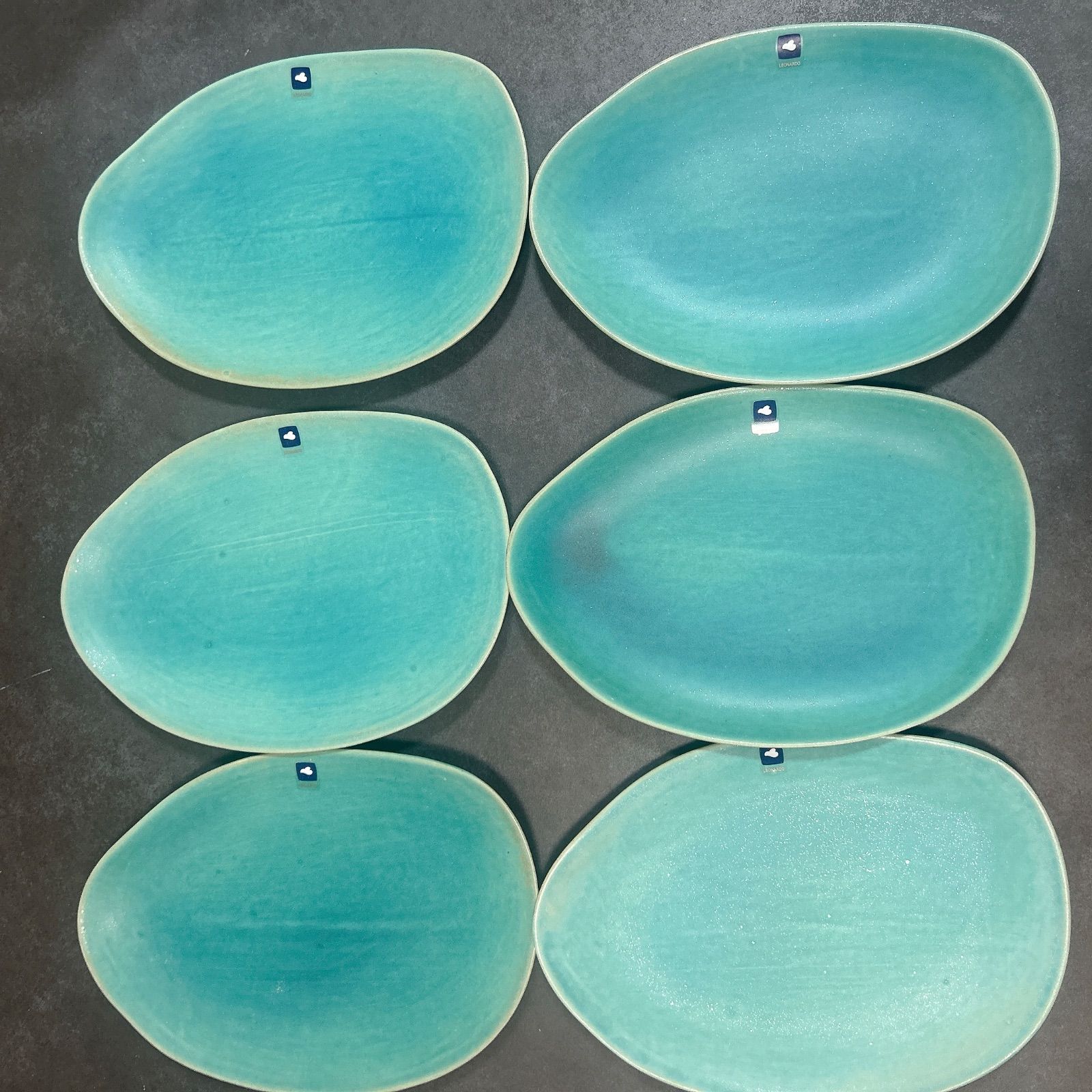 LEONARDO NOLI レオナルド 楕円プレート ノリ 054628 お皿 6枚セット 23cm 17cm ターコイズ