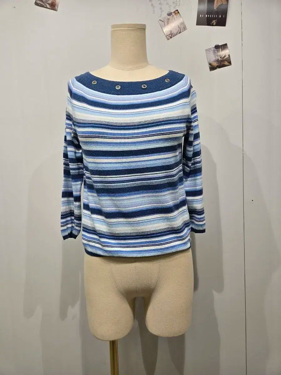 ルコパン ストライプ ボートネック ニット 長袖 Tシャツ