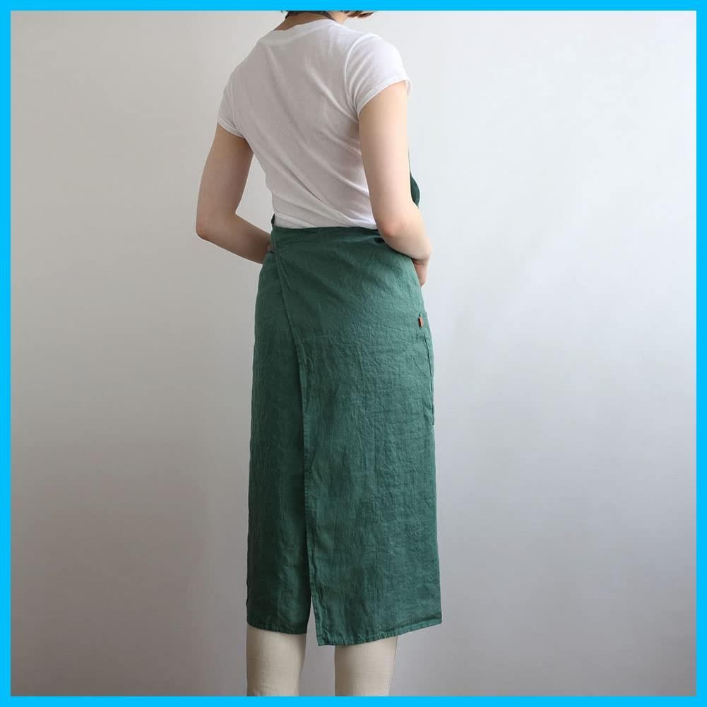 商品 Manon A226 マノン フォレストグリーン フルエプロン レディース メンズ エプロン キッチン 無地 リーノエリーナ リネン Lina 麻 シンプル e ロング丈 ギフト Lino プレゼント