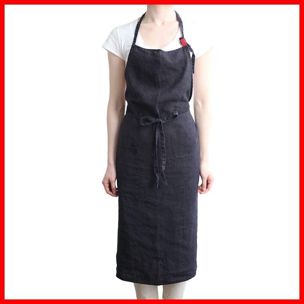 在庫 e Lina リーノエリーナ エプロン フルエプロン マノン Manon A631 ノワール レディース Lino メンズ キッチン 無地 リネン 麻 シンプル ロング丈 ギフト プレゼント