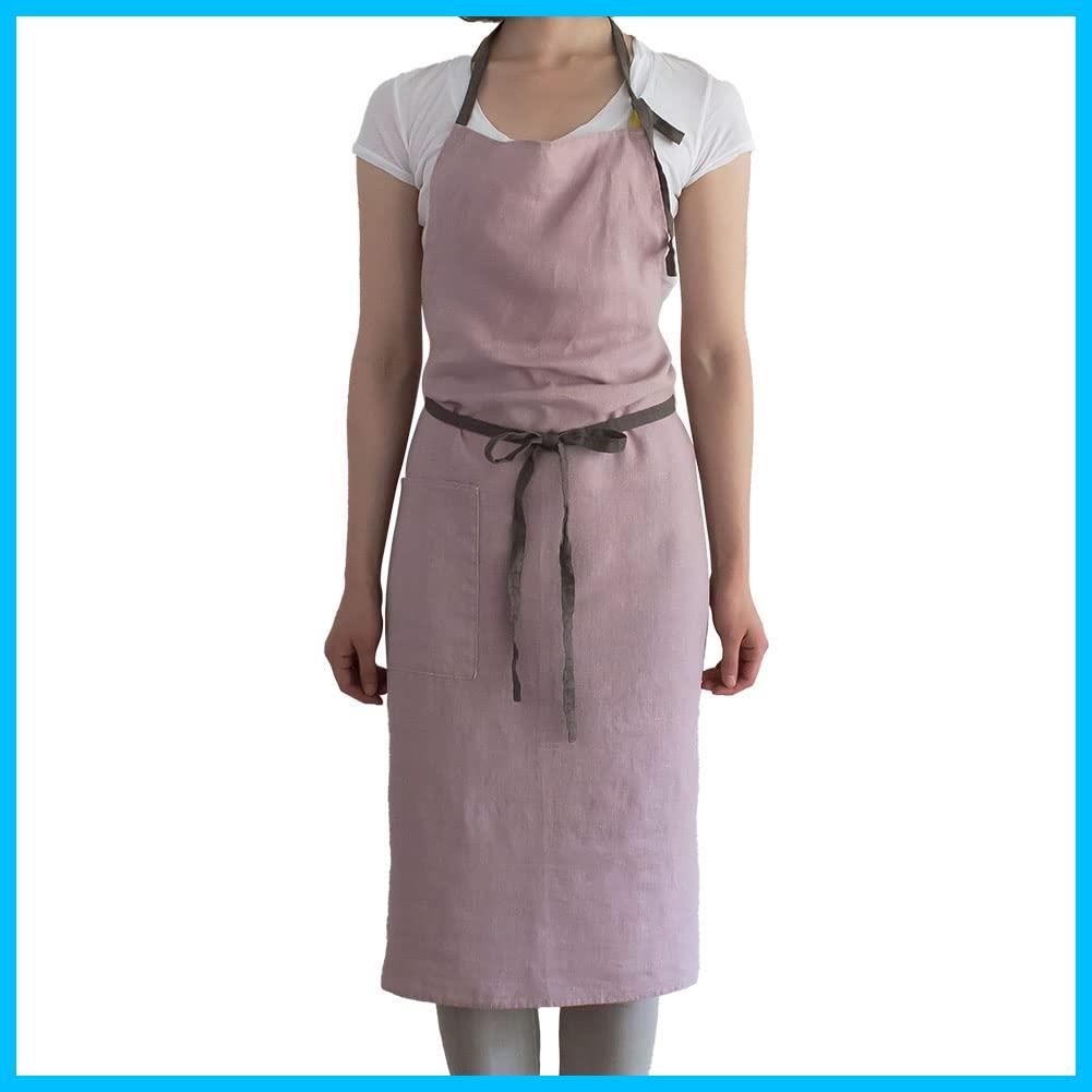 在庫 ロング丈 シンプル 麻 リネン 無地 キッチン メンズ レディース ルビ A277 Manon マノン フルエプロン エプロン リーノエリーナ Lina e Lino