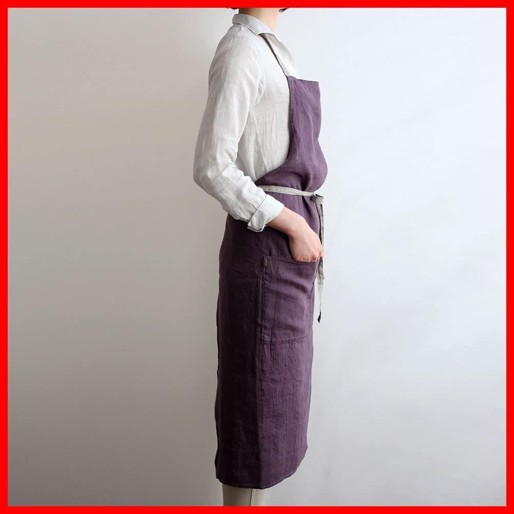 商品 エプロン フルエプロン マノン Manon リーノエリーナ A541 ヴィンテージグレープ Lina レディース メンズ キッチン e 無地 リネン 麻 Lino シンプル ロング丈
