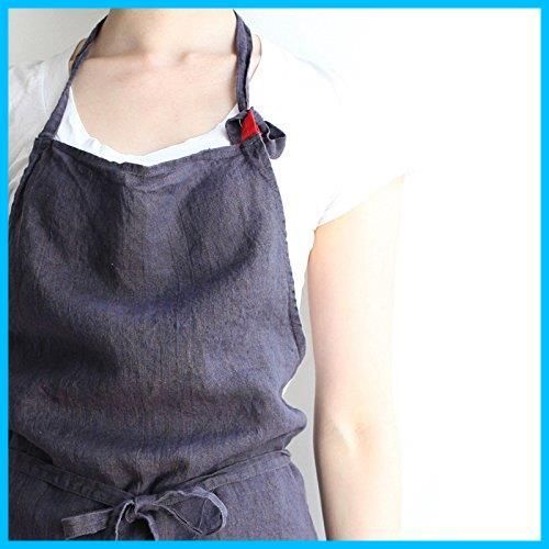 キッチン メンズ 無地 レディース リネン チャコールグレイ A681 麻 Manon マノン シンプル フルエプロン ロング丈 エプロン リーノエリーナ ギフト Lina e プレゼント Lino