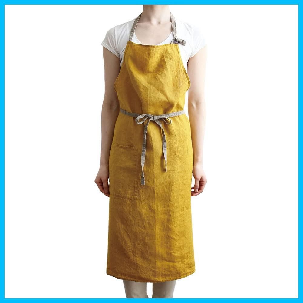 商品 フルエプロン マノン Manon エプロン A225 サフランイエロー リーノエリーナ レディース メンズ キッチン Lina 無地 リネン e 麻 シンプル ロング丈 Lino ギフト プレゼント
