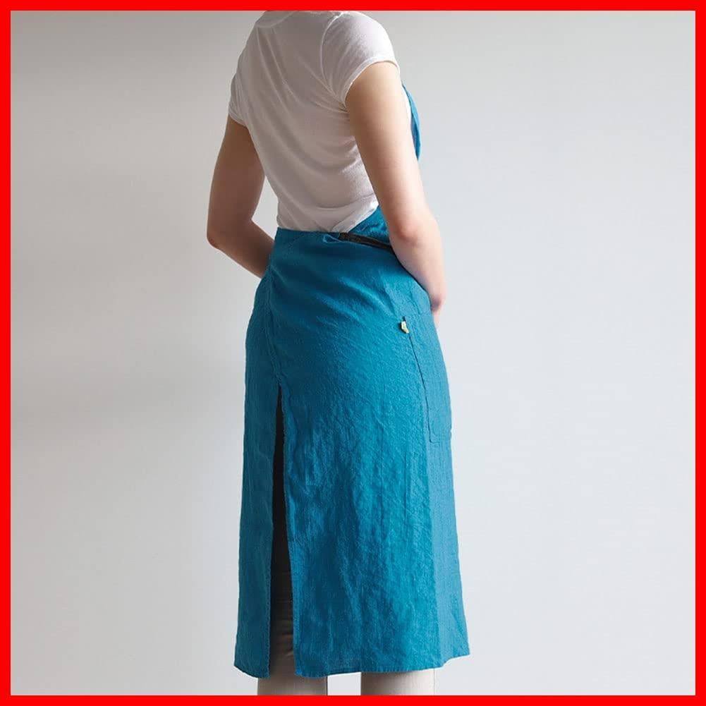 在庫 リーノエリーナ エプロン フルエプロン マノン Manon Lina A259 ミノルカブルー レディース e メンズ キッチン 無地 リネン Lino 麻 シンプル ロング丈