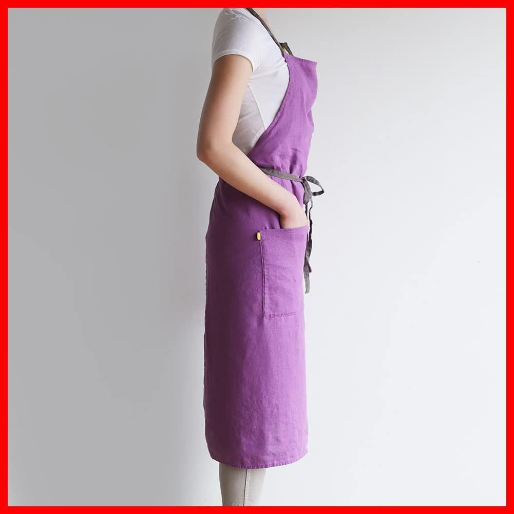 在庫 Lina リーノエリーナ エプロン フルエプロン マノン Manon A288 e アーリーパープル レディース メンズ キッチン 無地 リネン Lino 麻 シンプル ロング丈 ギフト プレゼント