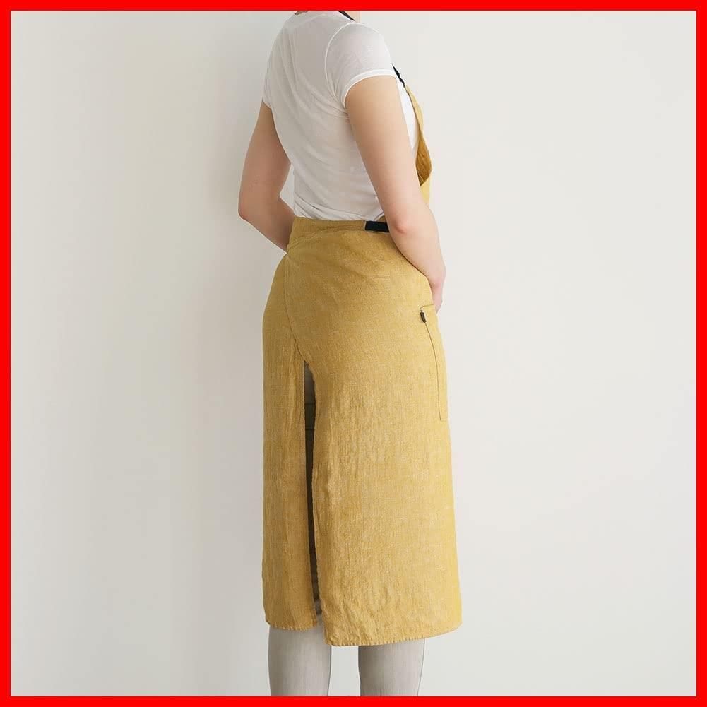 在庫 ロング丈 シンプル 麻 ギフト リネン 無地 キッチン メンズ レディース ハーベストイエロー A305 Manon プレゼント マノン フルエプロン エプロン リーノエリーナ Lina e Lino