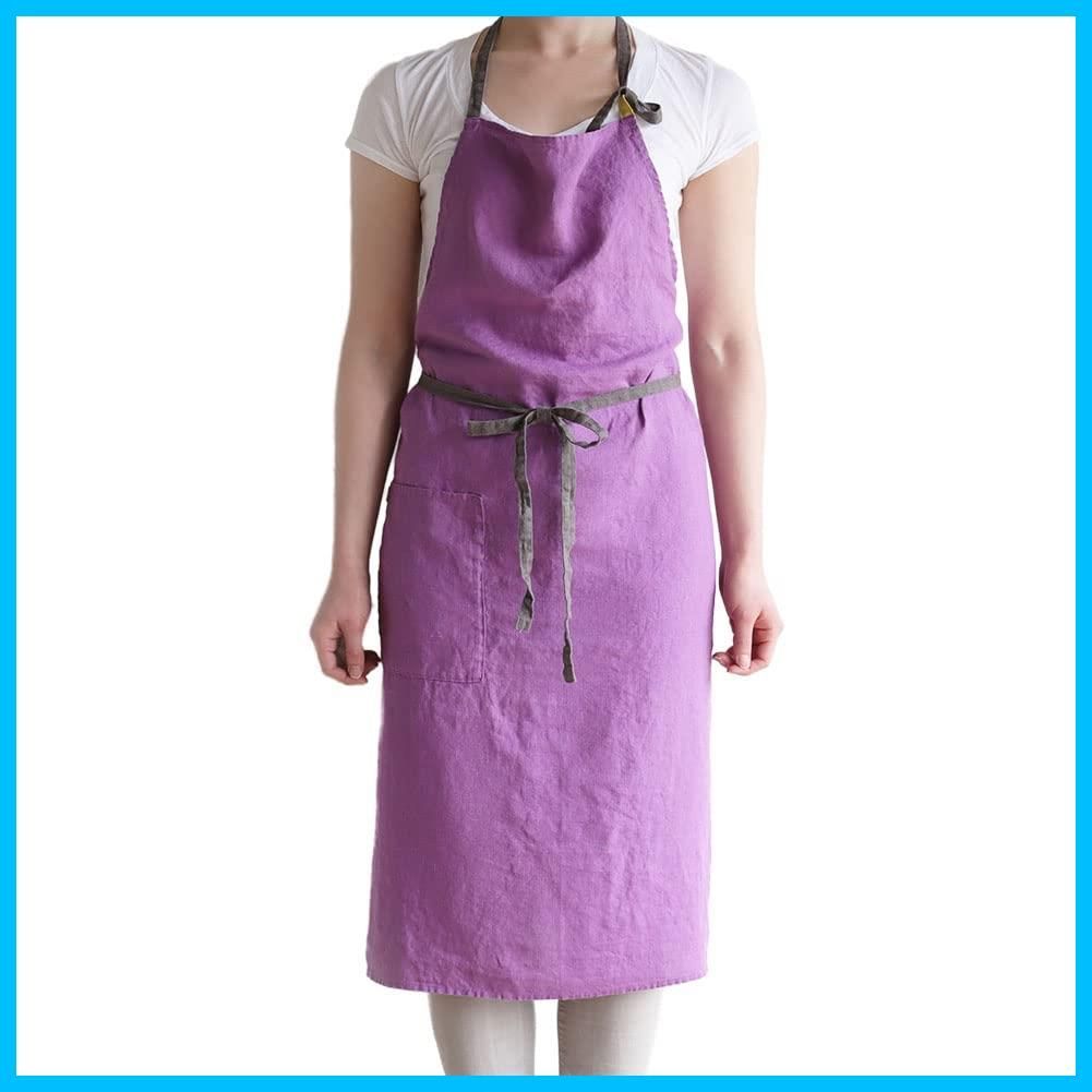 在庫 Lina リーノエリーナ エプロン フルエプロン マノン Manon A288 e アーリーパープル レディース メンズ キッチン 無地 リネン Lino 麻 シンプル ロング丈 ギフト プレゼント