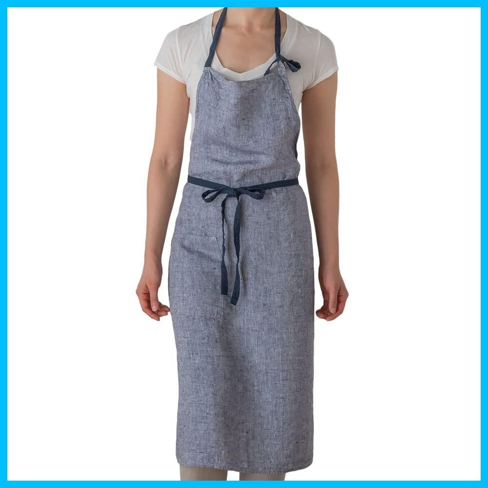 商品 ロング丈 シンプル 麻 リネン 無地 キッチン メンズ レディース フィルブルー A315 Manon マノン フルエプロン エプロン リーノエリーナ Lina e Lino