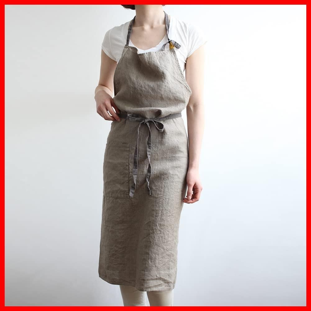 グレージュ レディース A224 メンズ Manon キッチン マノン 無地 フルエプロン リネン エプロン 麻 リーノエリーナ シンプル Lina ロング丈 e ギフト Lino プレゼント WWW_OPDRERGINERDOGAN_COM