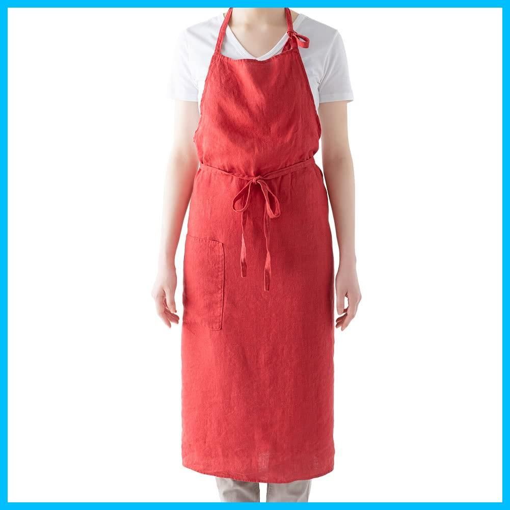 在庫 ロング丈 シンプル 麻 リネン 無地 キッチン ギフト メンズ レディース ルージュガランス A354 Manon マノン プレゼント フルエプロン エプロン リーノエリーナ Lina e Lino